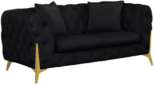 Kingdom Black Velvet Loveseat