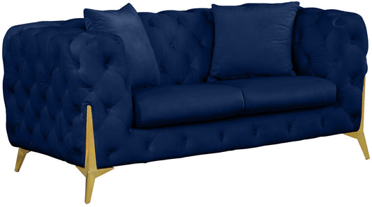 Kingdom Navy Velvet Loveseat