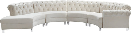 Anabella Cream Velvet 4pc. Sectional