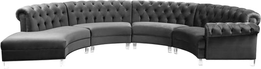 Anabella Grey Velvet 4pc. Sectional