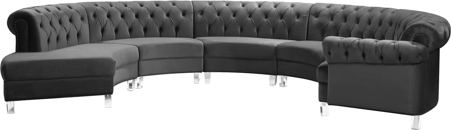 Anabella Grey Velvet 5pc. Sectional