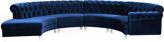 Anabella Navy Velvet 4pc. Sectional