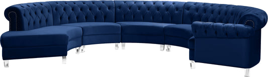 Anabella Navy Velvet 5pc. Sectional