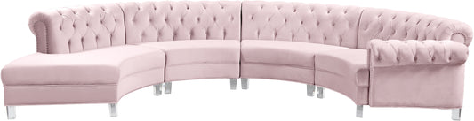 Anabella Pink Velvet 4pc. Sectional