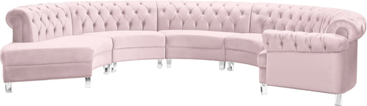 Anabella Pink Velvet 5pc. Sectional