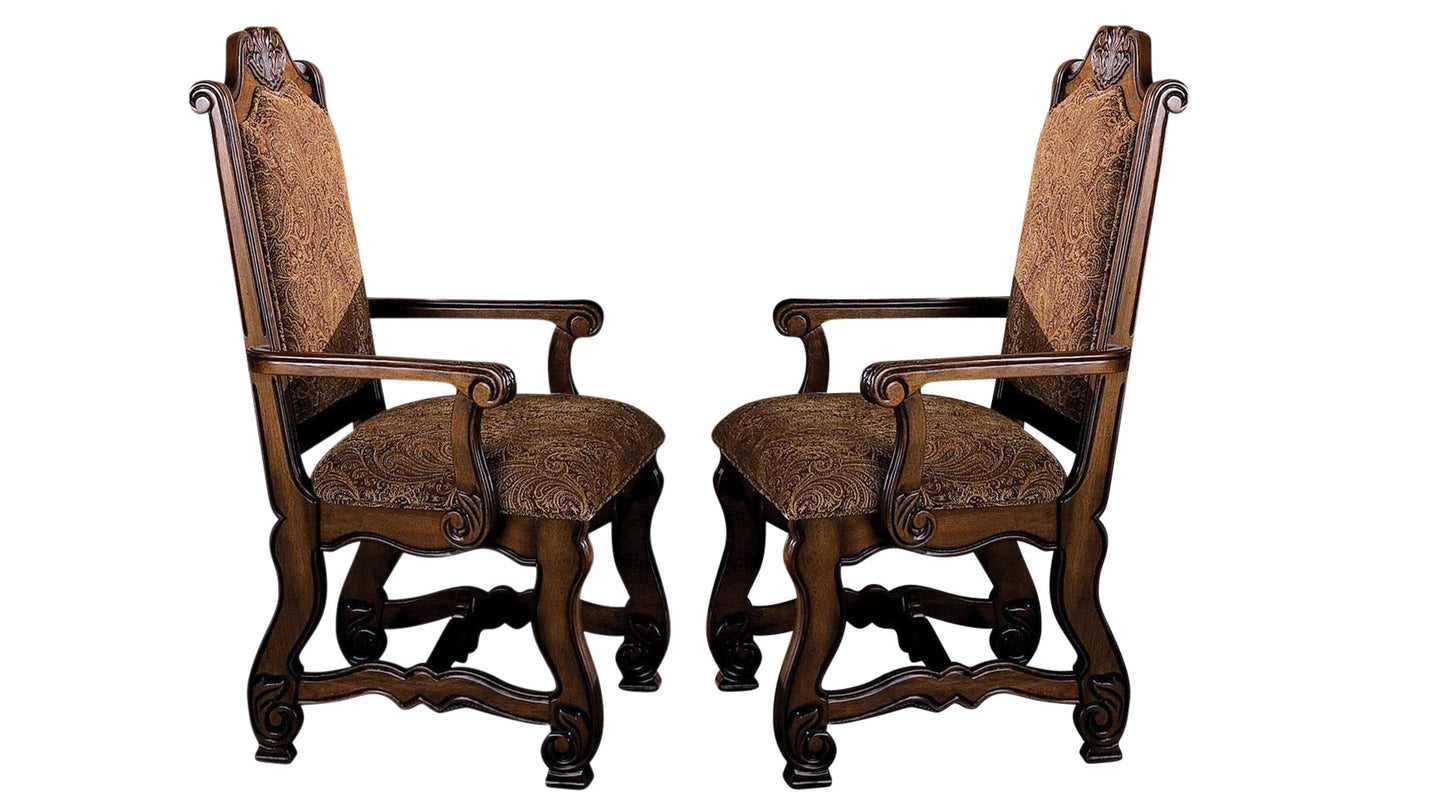 Crown Mark Neo Renaissance Dining Arm Chair in Warm Brown (Set of 2) image