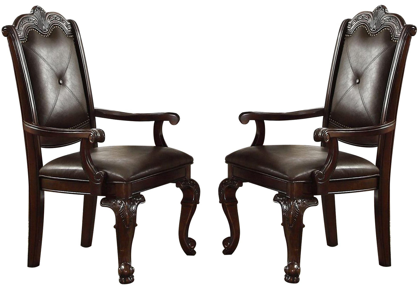 Crown Mark Kiera Dining Arm Chair in Warm Brown (Set of 2) image