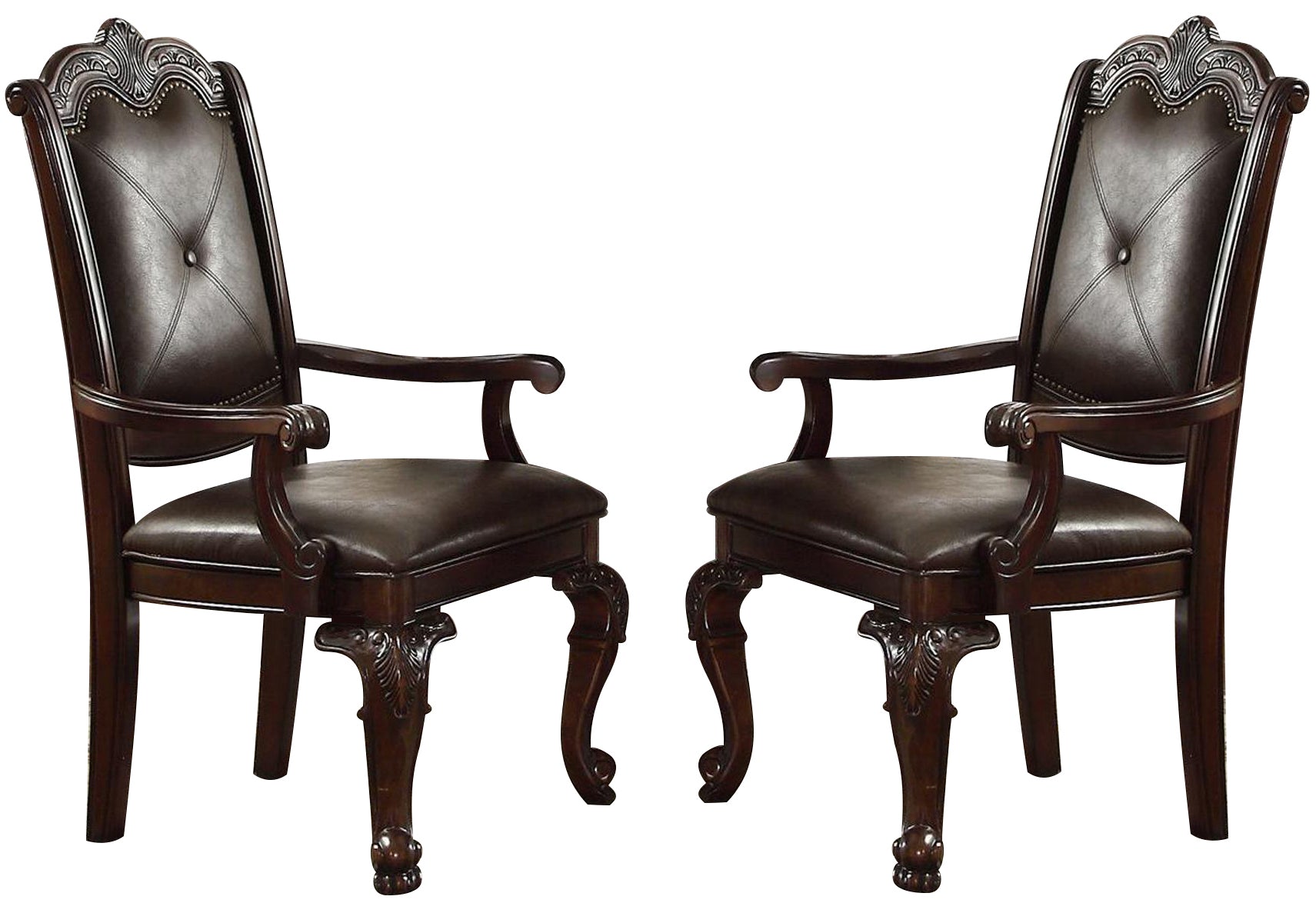 Crown Mark Kiera Dining Arm Chair in Warm Brown (Set of 2) image