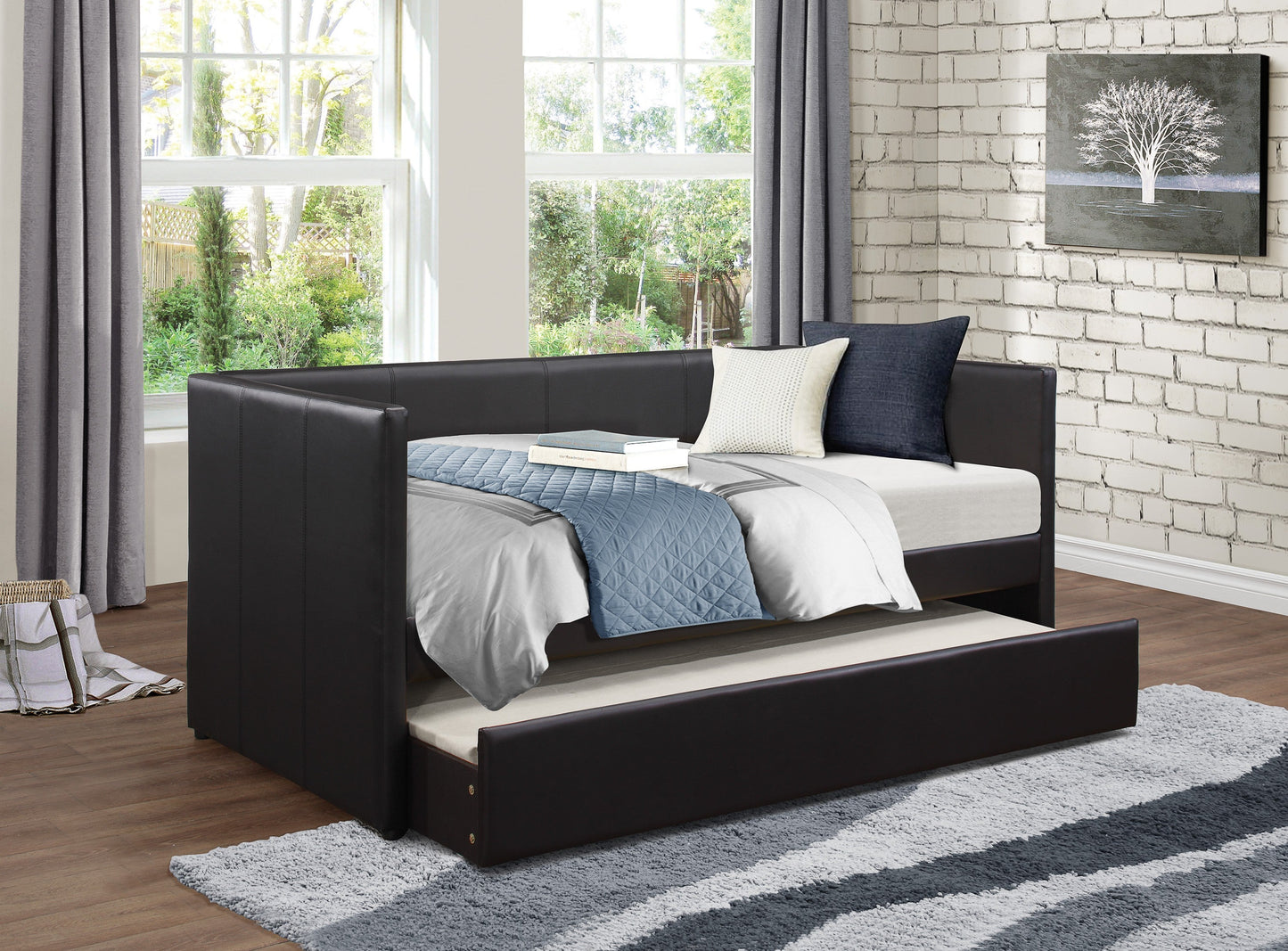 Adra Black Twin Daybed with Trundle