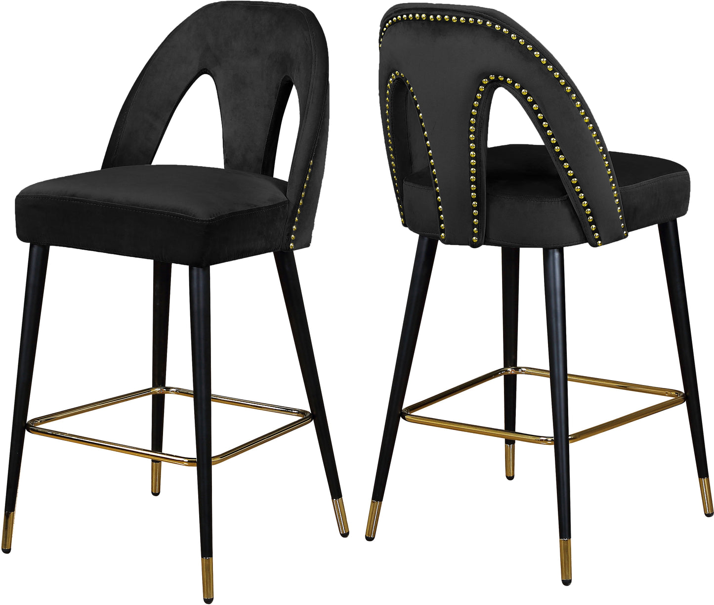 Akoya Black Velvet Stool