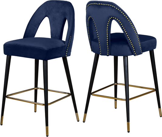 Akoya Navy Velvet Stool