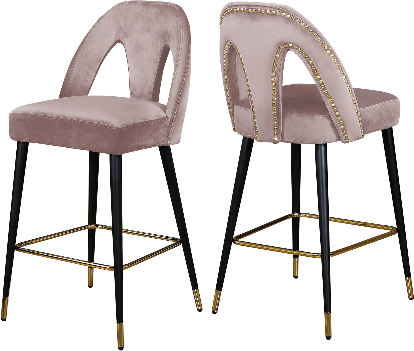 Akoya Pink Velvet Stool