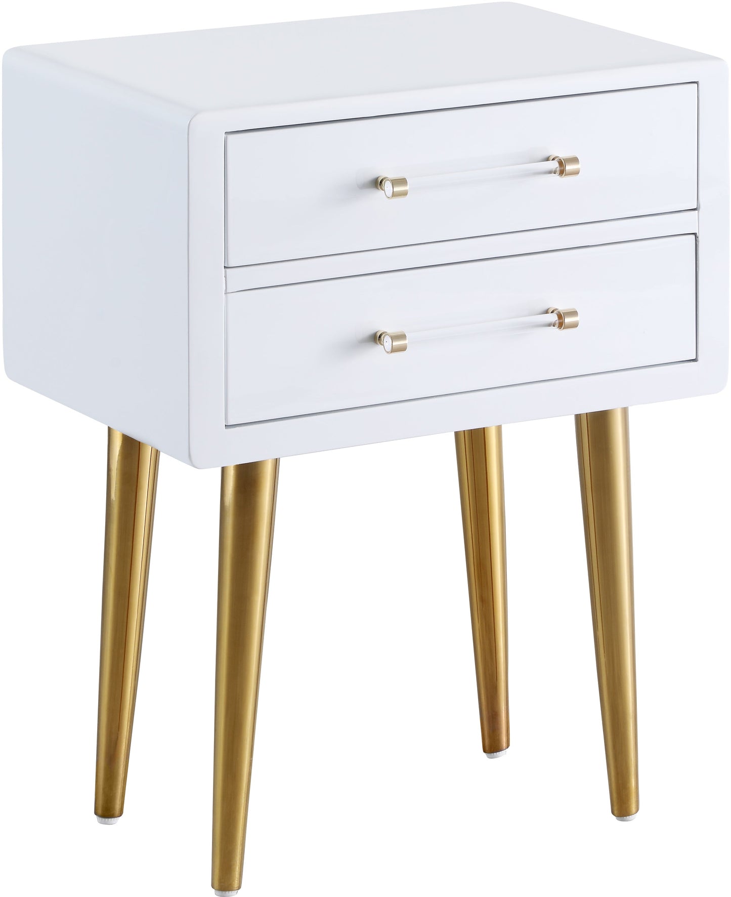 Zane White Laquer with Gold Side Table