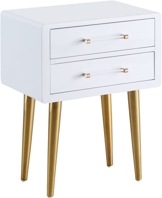 Zane White Laquer with Gold Side Table