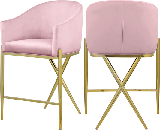 Xavier Pink Velvet Counter Stool