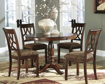 Upholstered Side Chair - Pierced Splat Back - Dining Set 4 Chair 1 Table -  Brown