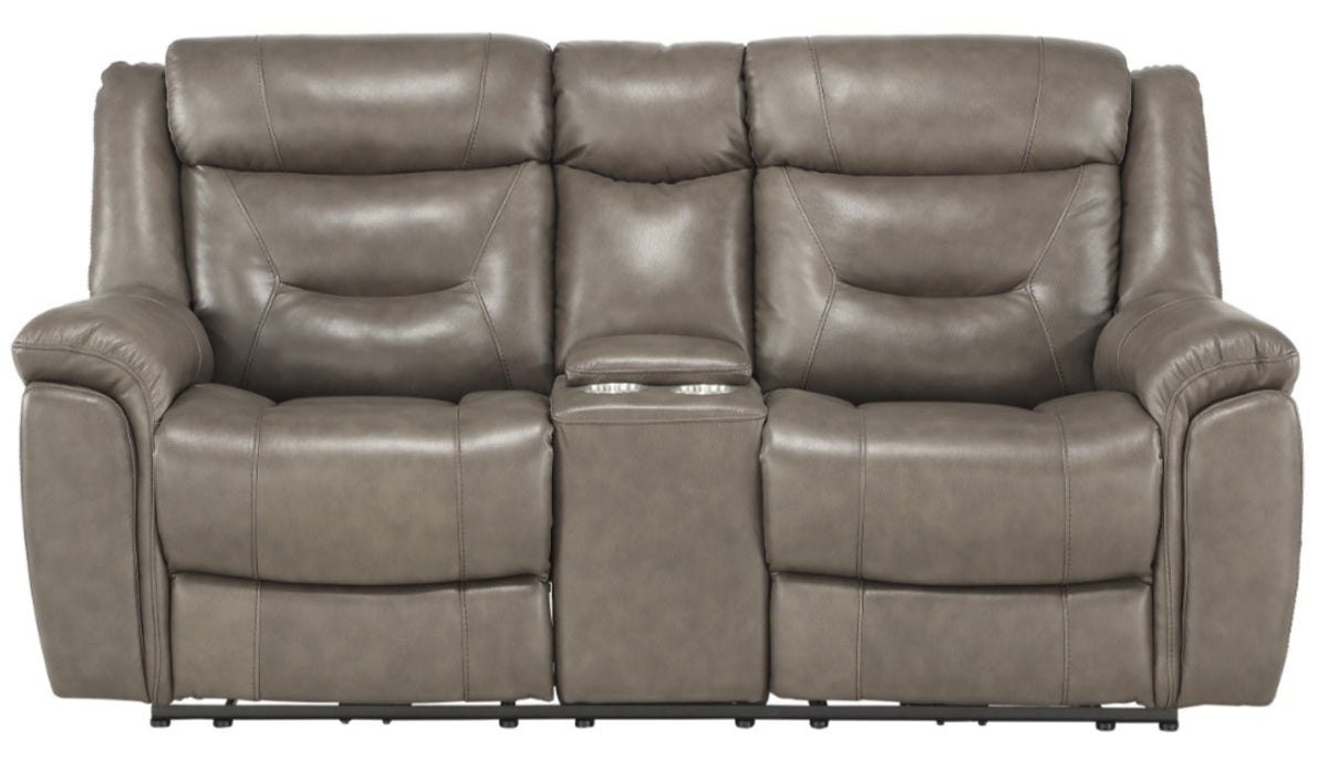 Homelegance Furniture Danio Power Double Reclining Loveseat with Power Headrests in Brownish Gray 9528BRG-2PWH image