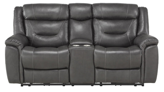 Homelegance Furniture Danio Power Double Reclining Loveseat with Power Headrests in Dark Gray 9528DGY-2PWH image