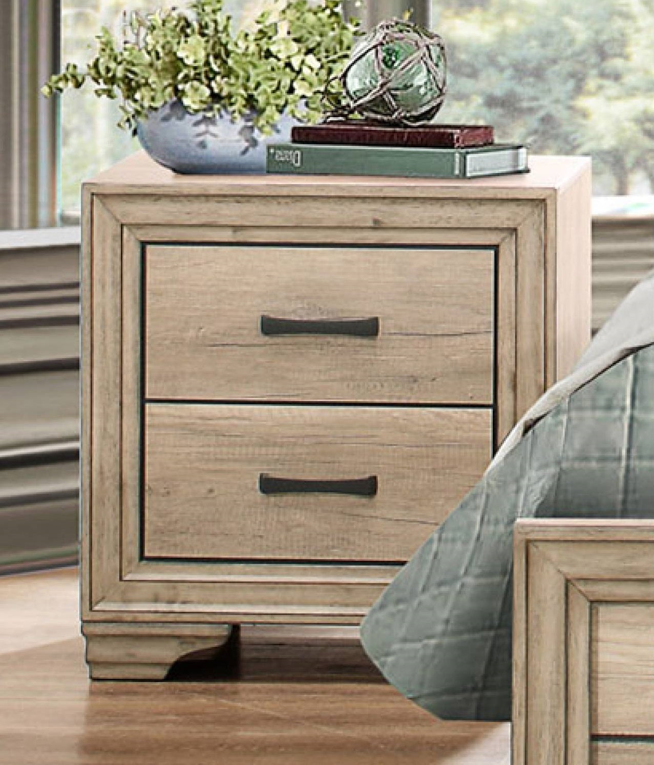 Homelegance Lonan 2 Drawer Nightstand in Natural 1955-4 image