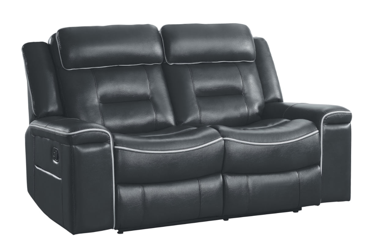 Homelegance Furniture Darwan Double Lay Flat Reclining Loveseat in Dark Gray image