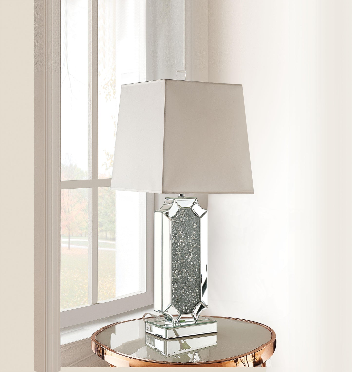 Noralie Mirrored & Faux Diamonds Table Lamp