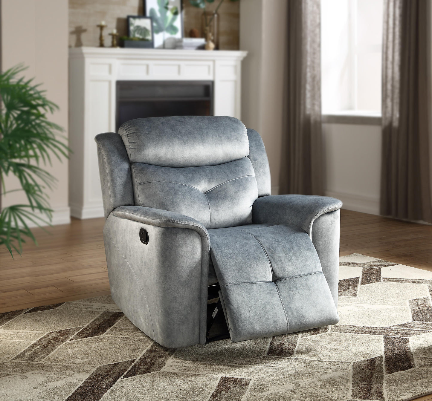 Mariana Silver Blue Fabric Recliner