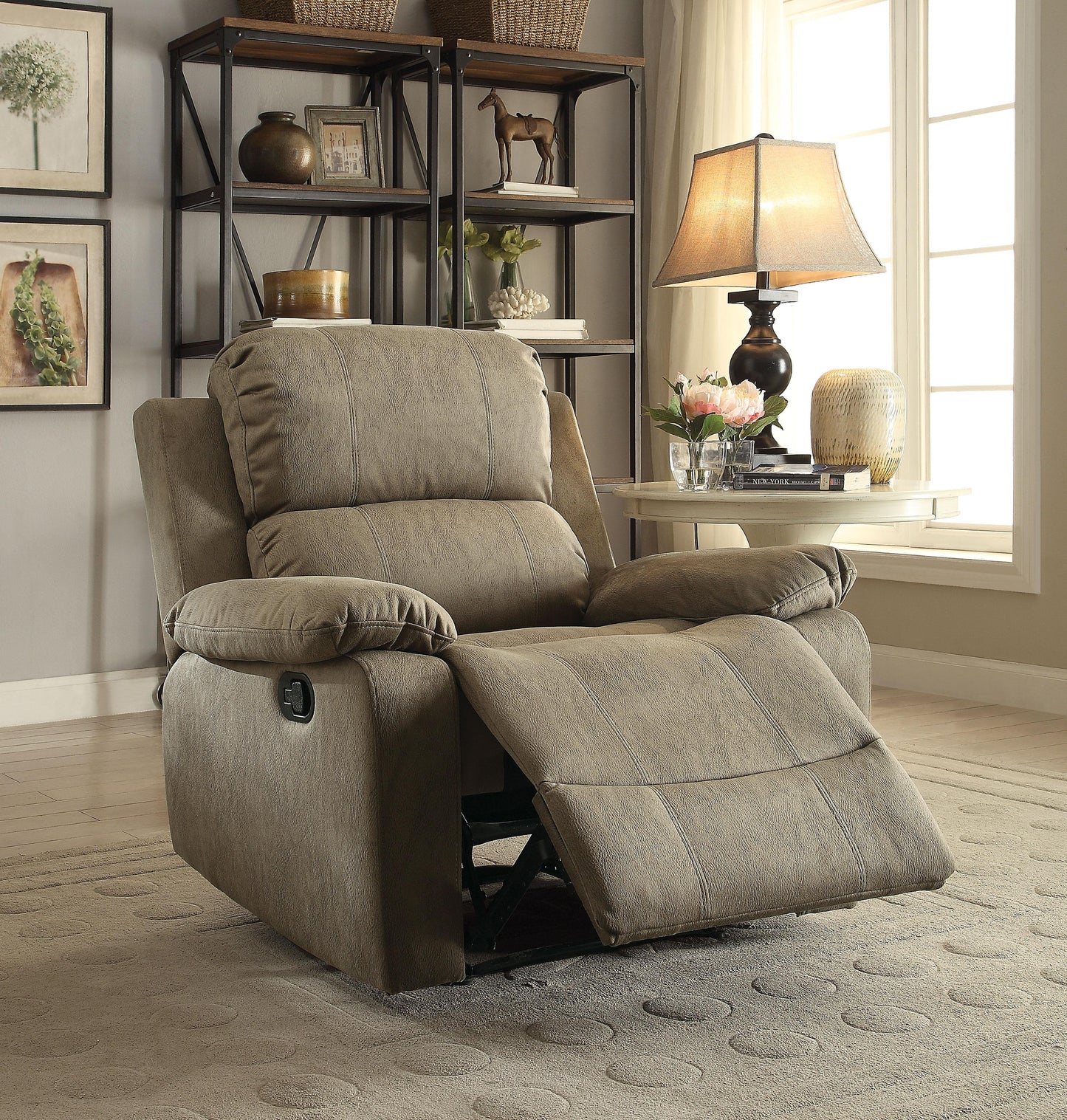 Bina Taupe Polished Microfiber Recliner (Motion)