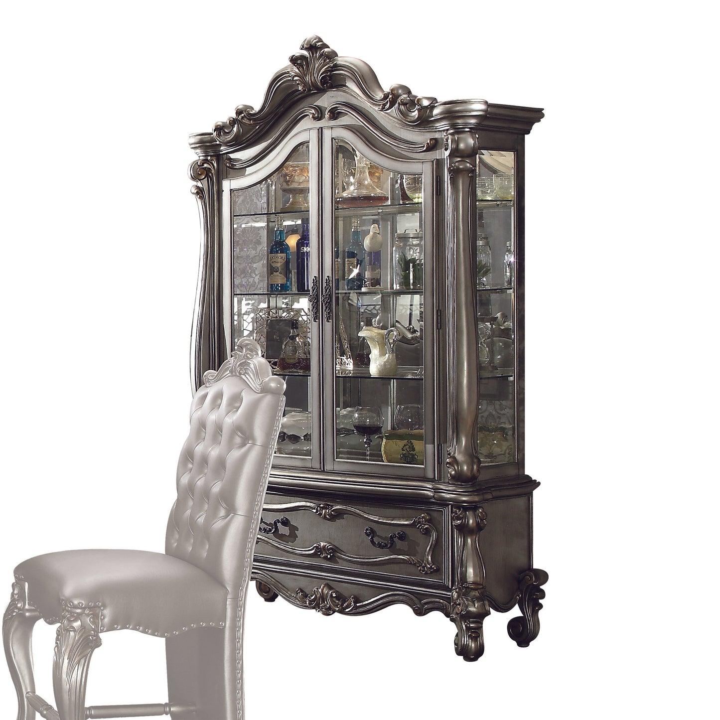 Versailles Antique Platinum Curio Cabinet