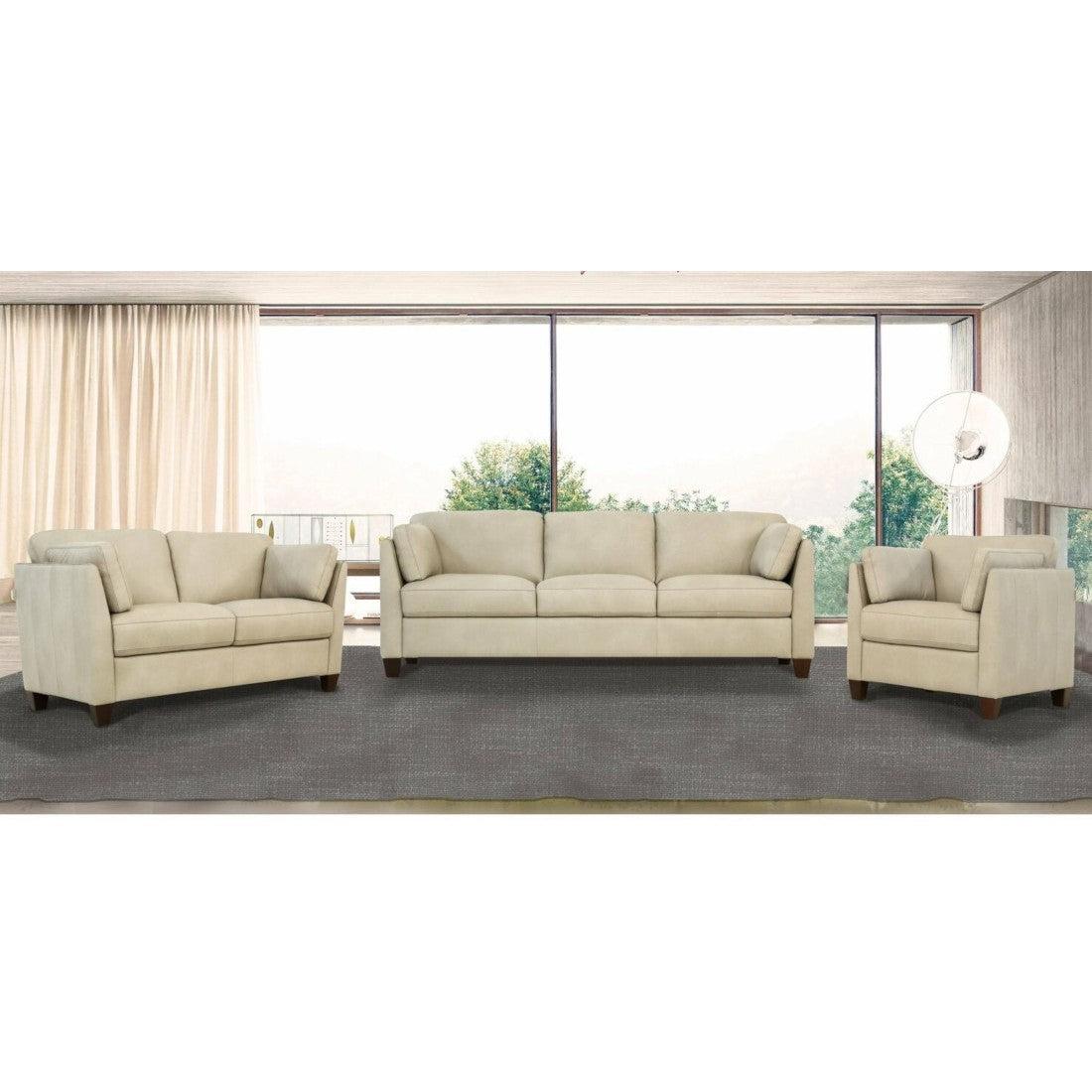 Matias Dusty White Leather 3-Piece Living Room Set