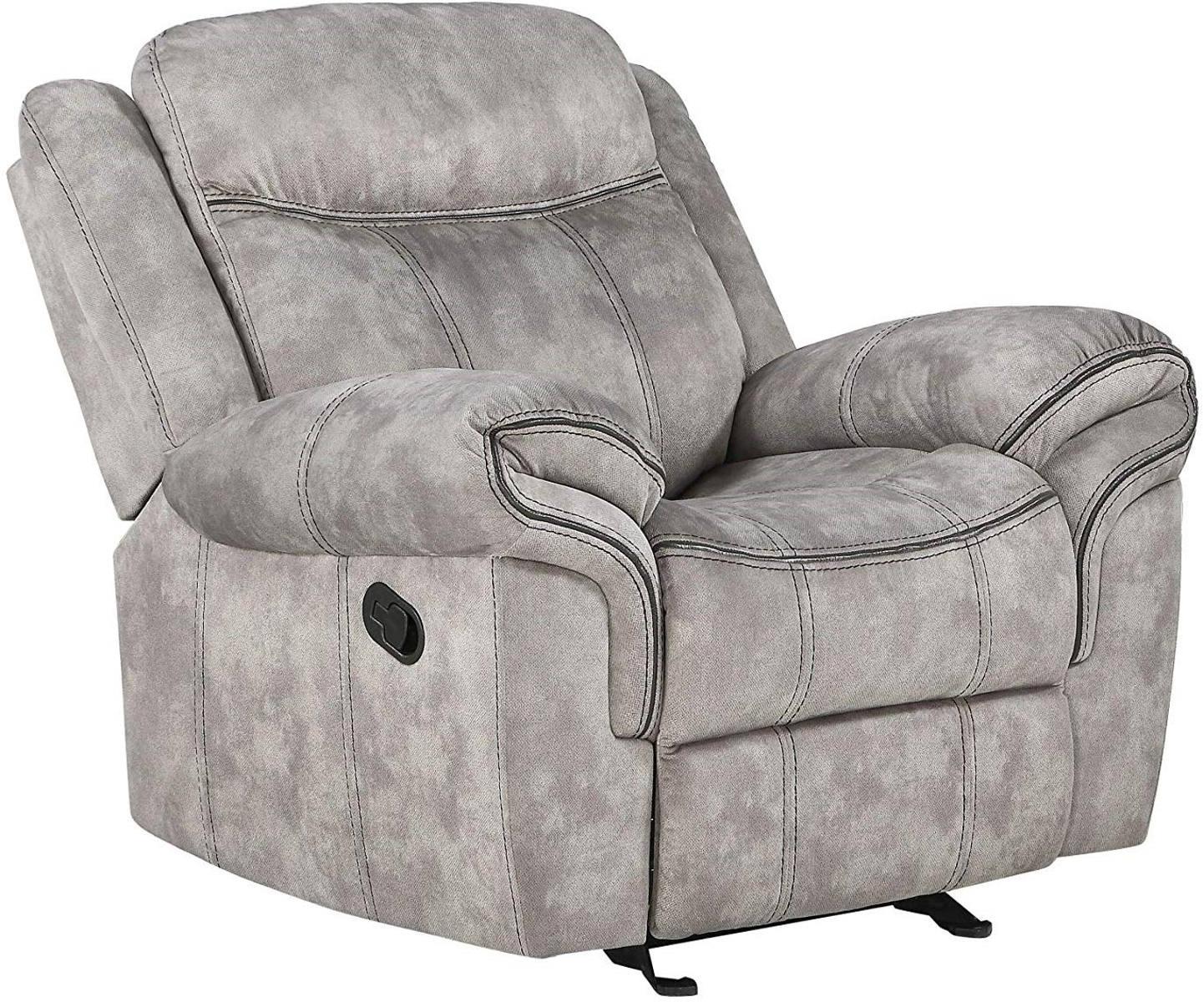 Acme Furniture Zubaida Motion Glider Recliner in 2-Tone Gray Velvet 55027