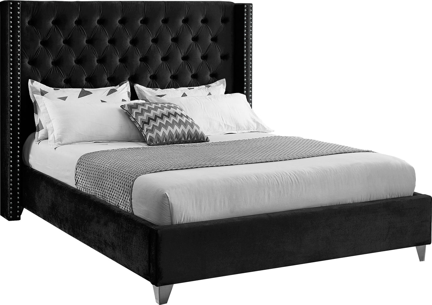 Aiden Black Velvet Full Bed