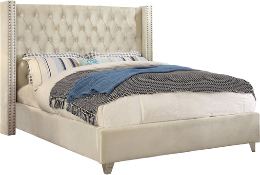 Aiden Cream Velvet King Bed