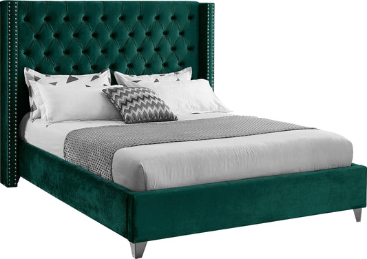 Aiden Green Velvet King Bed