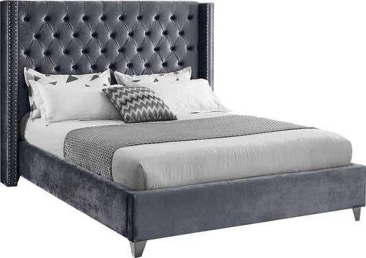Aiden Grey Velvet Full Bed