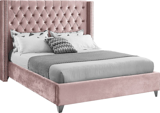 Aiden Pink Velvet Full Bed