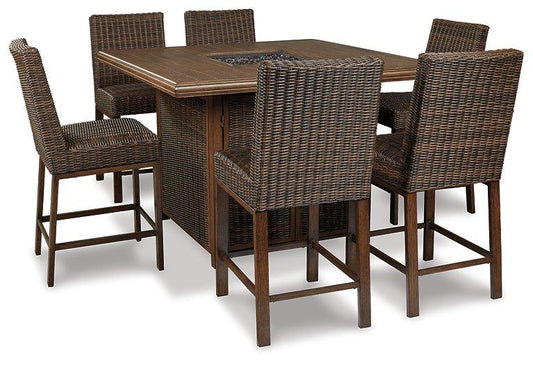 Paradise Trail 7-Piece Outdoor Bar Table Set