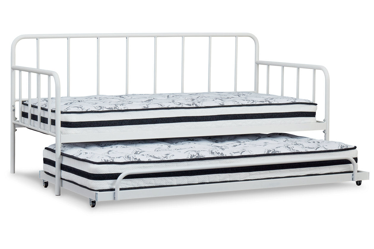 Trentlore White Twin Metal Day Bed with Trundle