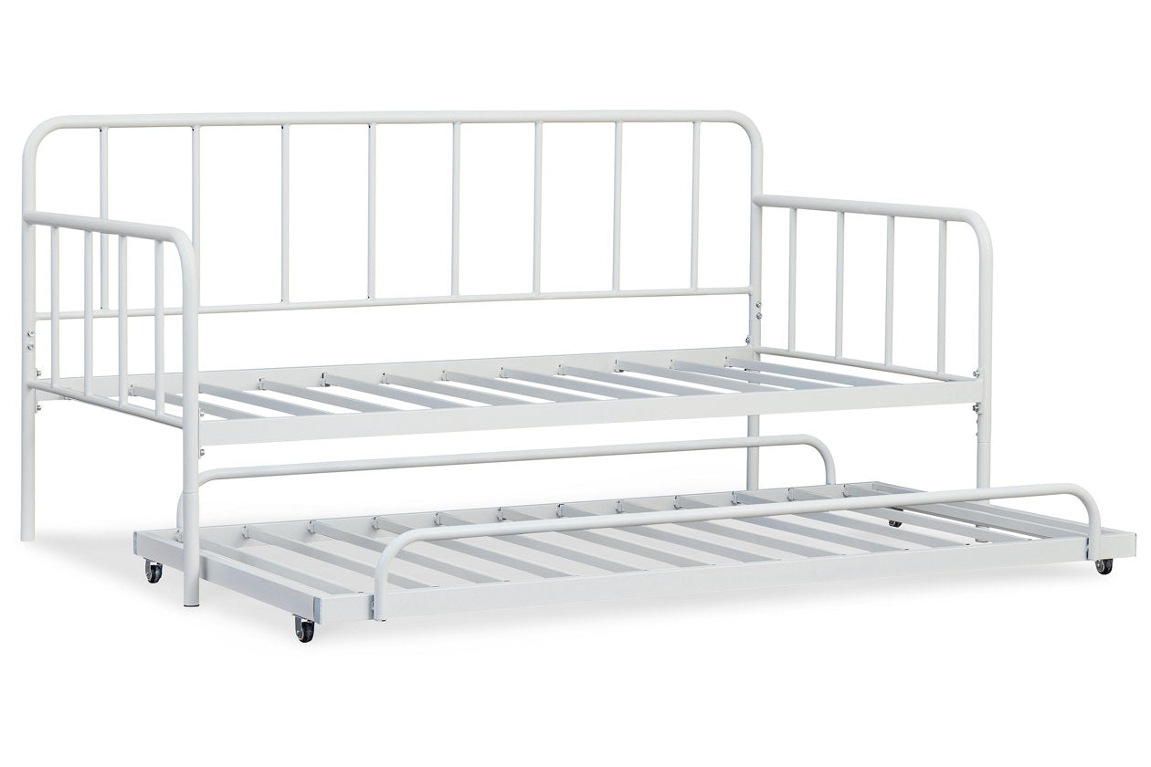 Trentlore White Twin Metal Day Bed with Trundle