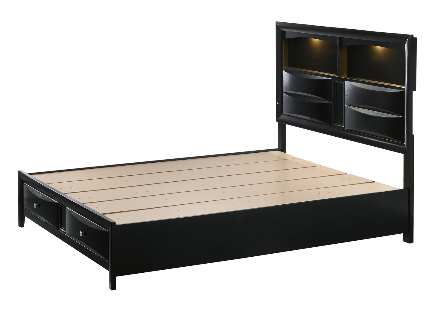 Fallon Black LED Storage Platform Bedroom Set