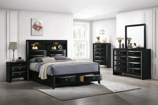 Fallon Black LED Storage Platform Bedroom Set