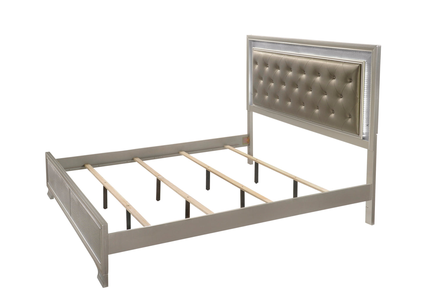 Ginebra Champagne LED Upholstered Panel Bedroom Set