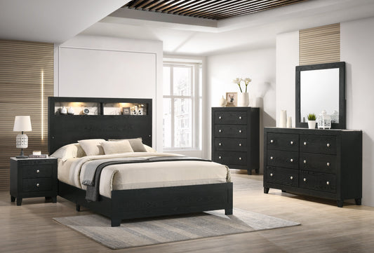 Cadence Black LED Panel Bedroom Set