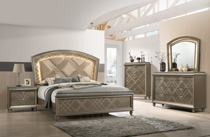 Cristal Gold LED Upholstered Panel Bedroom Set