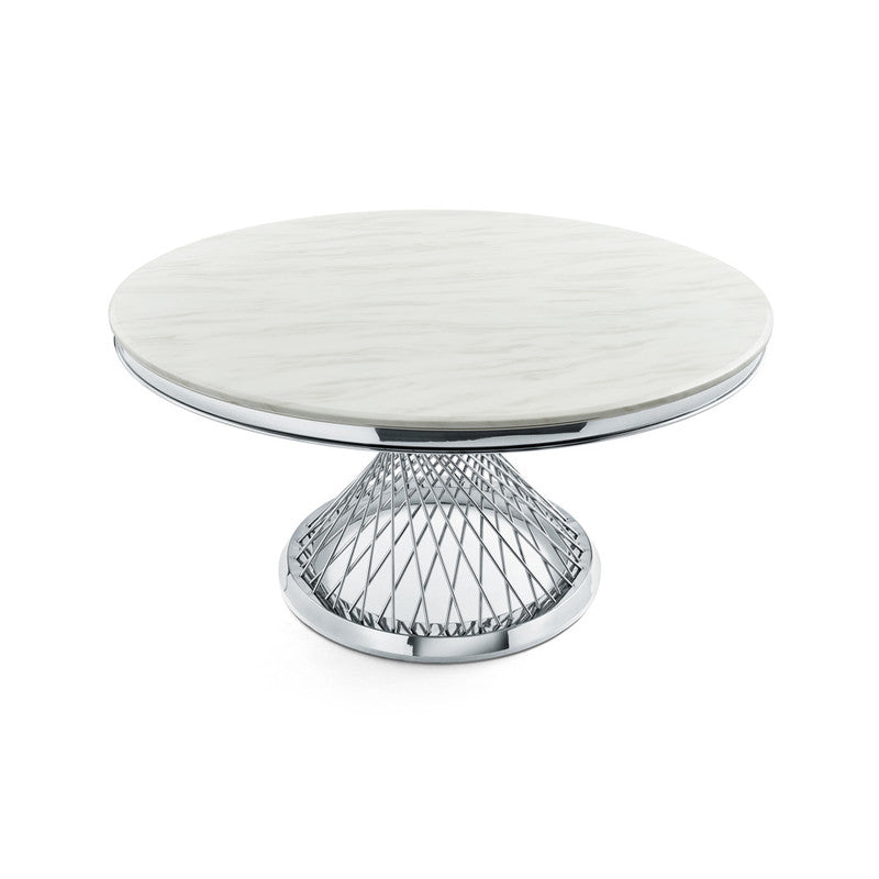 Wahis Marble Round Dining Table - Silver