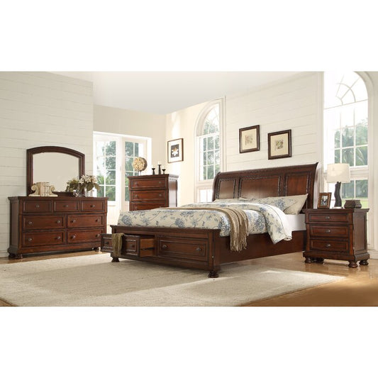 Galaxy Home Baltimore Queen 4 Piece Storage Bedroom Set made with Wood Dark Walnut Wood