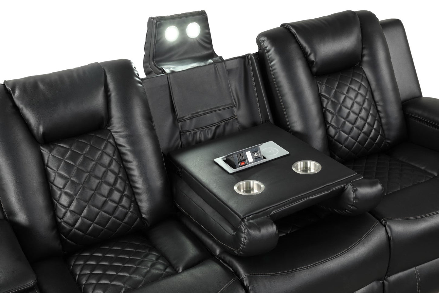 Benz LED & Power Reclining Sofa Made with Faux Leather