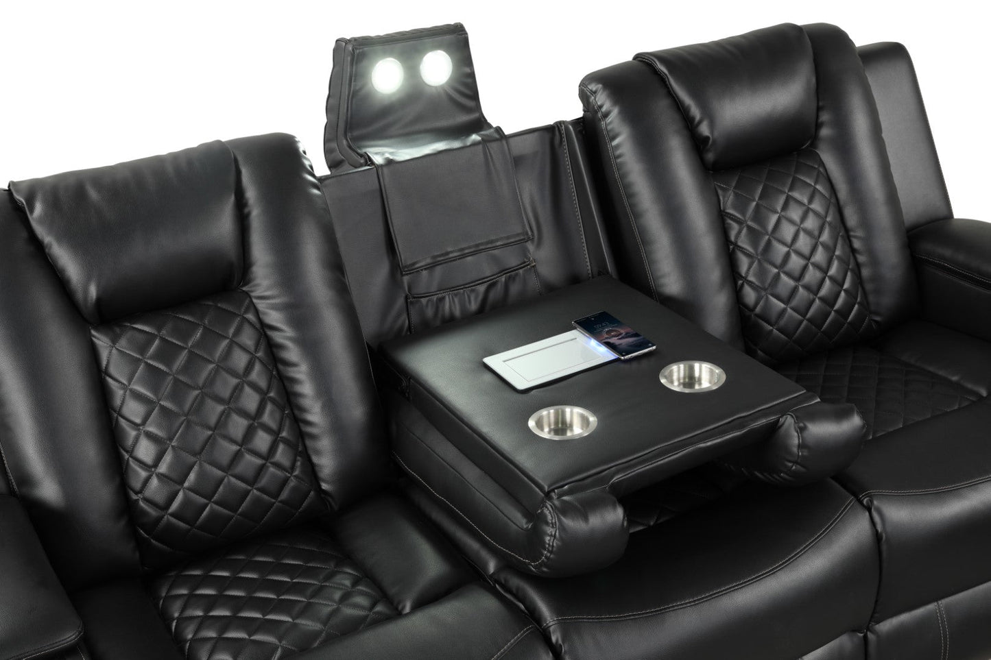 Benz LED & Power Reclining Sofa Made with Faux Leather