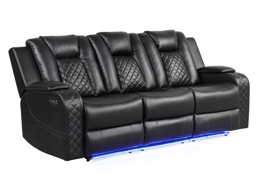 Benz LED & Power Reclining Sofa Made with Faux Leather