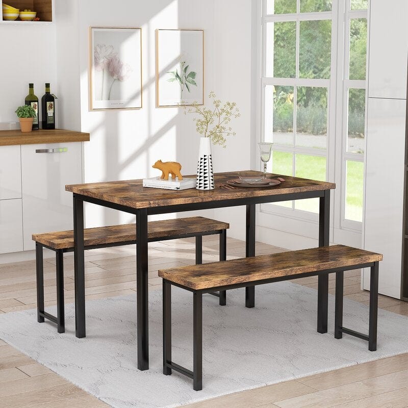modern 4 seater dining table with benches - Blomkest 4 - Person Breakfast Nook Dining Set