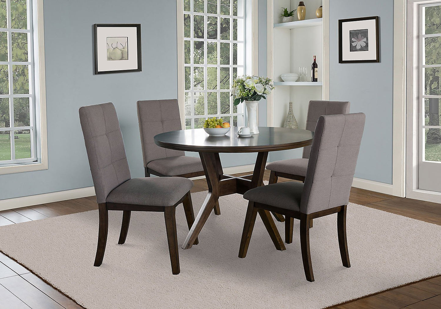 Argyle 5-Piece Round Dining Package - Brown